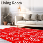 Crimson white swirling flame medallion Rug
