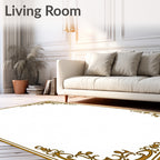 Ornate Gold Floral Corner Frame Rug