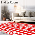 Red White Stripe Organic Border Rug
