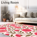 Pink Rose Blossom Garden Rug