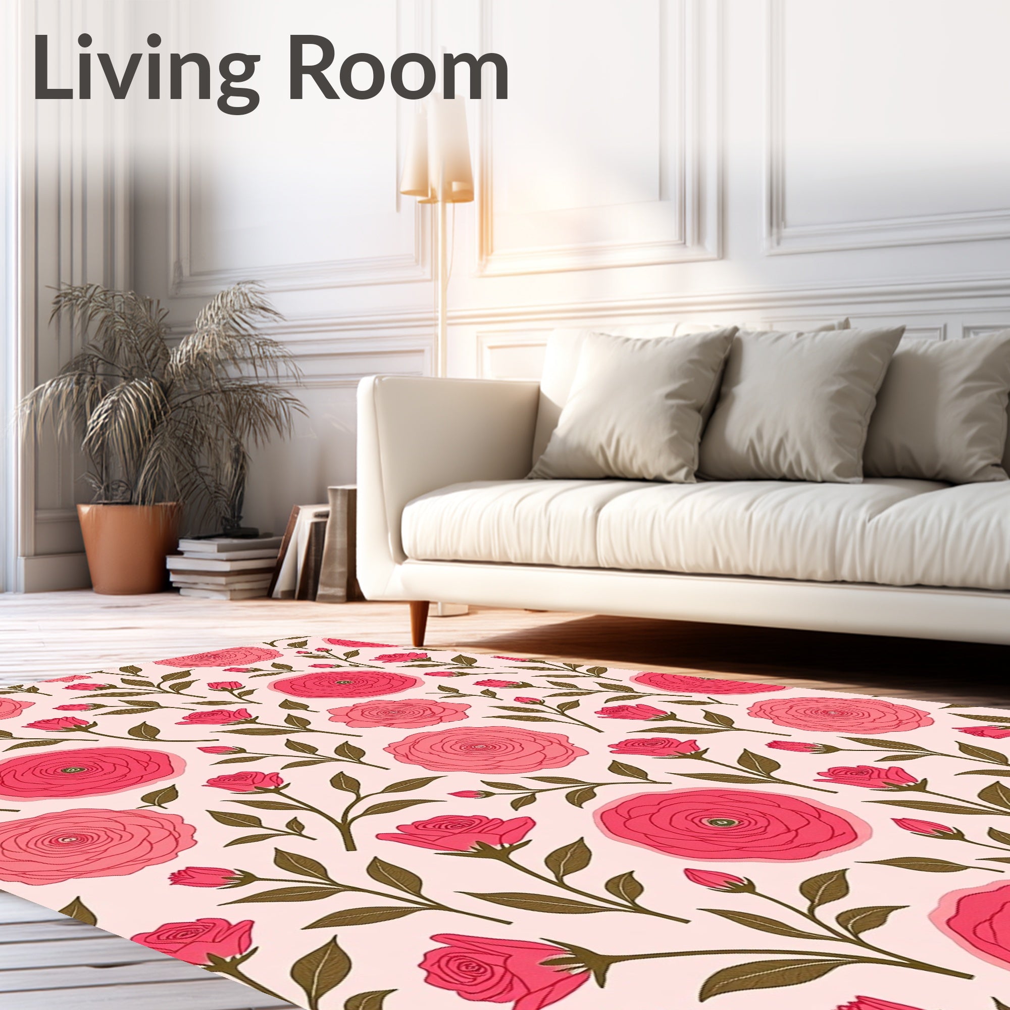 Pink Rose Blossom Garden Rug