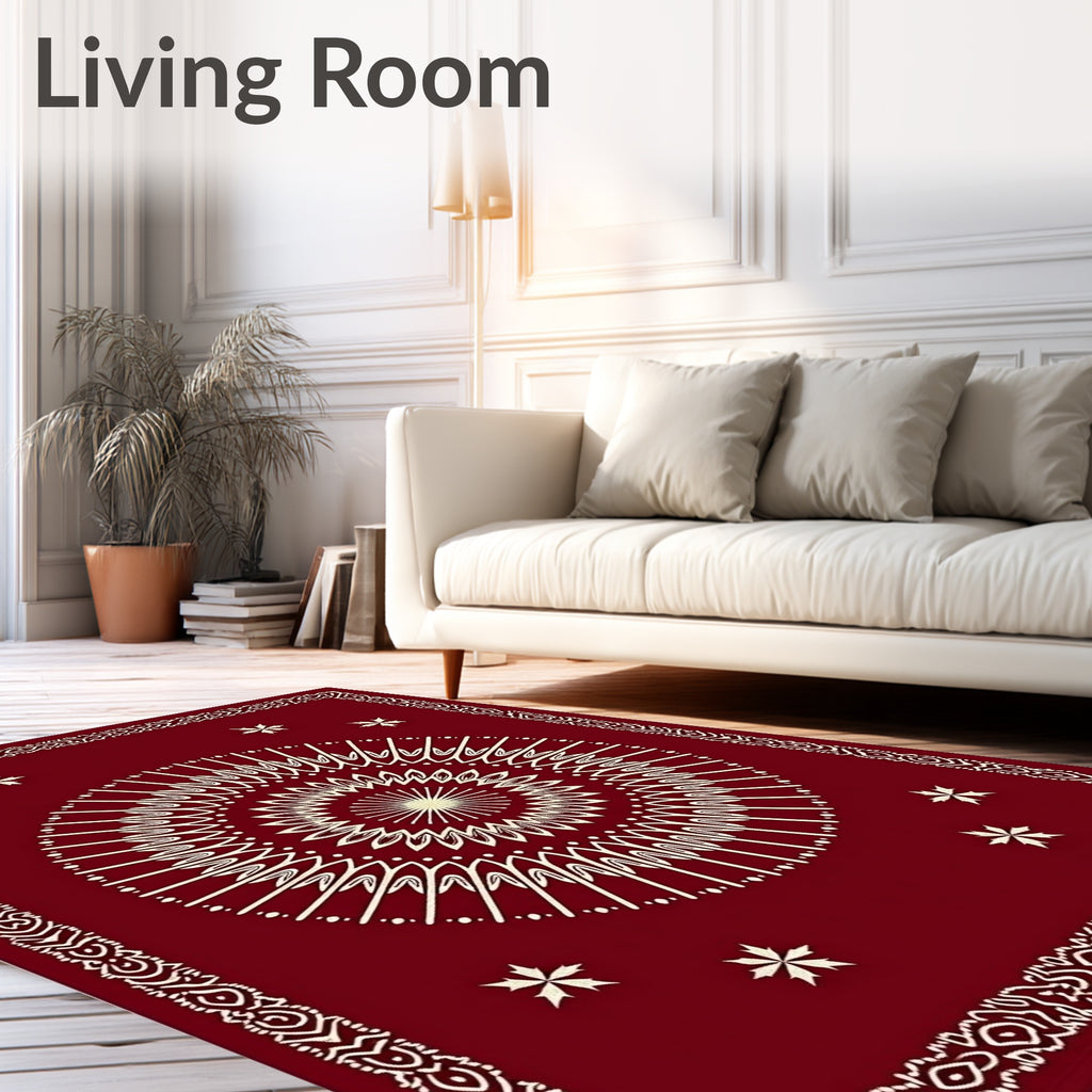 Crimson Medallion Star Border Rug