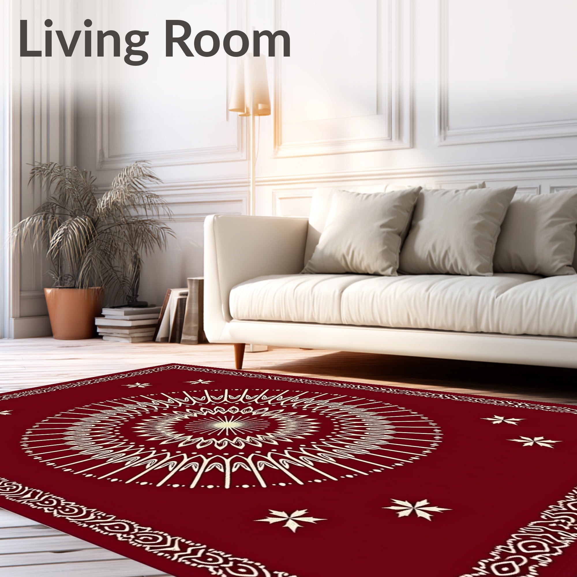 Crimson Medallion Star Border Rug
