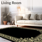 Golden Baroque Scroll Border Rug