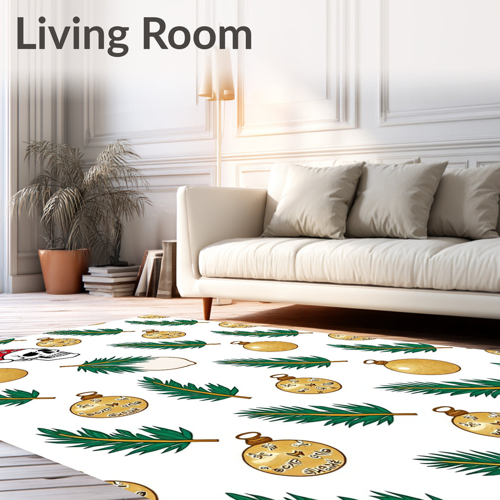 Spooky Skull Christmas Ornaments Garland Rug
