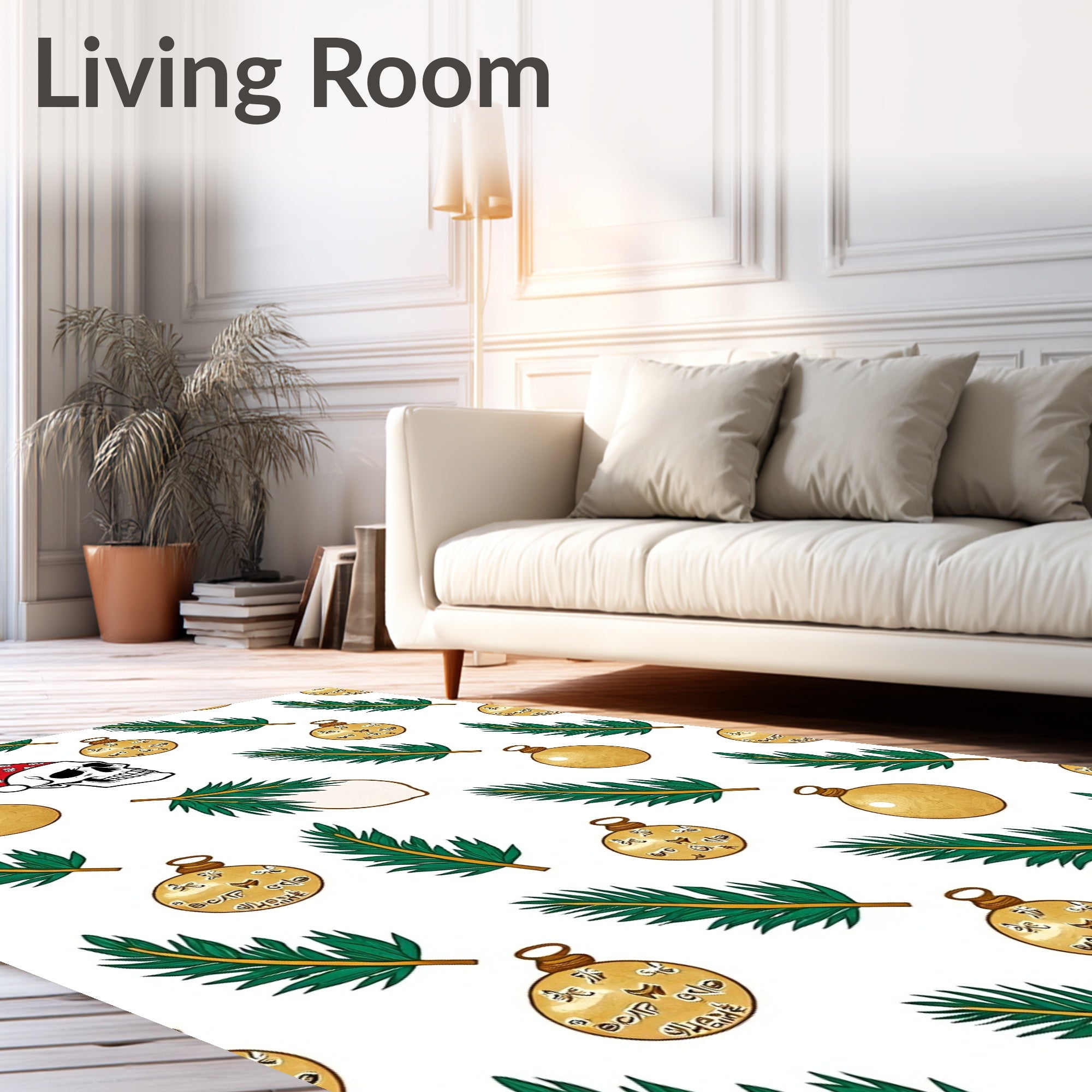 Spooky Skull Christmas Ornaments Garland Rug