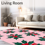 Pink Holly Berry Christmas Accent Rug