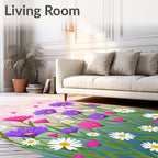 Vibrant Purple Pink Daisy Field Rug