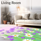 Purple and White Daisy Meadow Rug