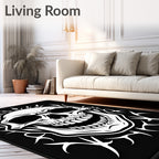 Dark White Skull With Crown Accents Rug