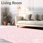 Pink Swirls Curled Clouds Rug