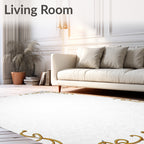 Golden Art Nouveau Floral Scroll Rug