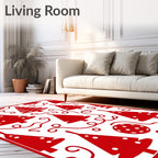 Crimson Christmas Tree Garland Rug