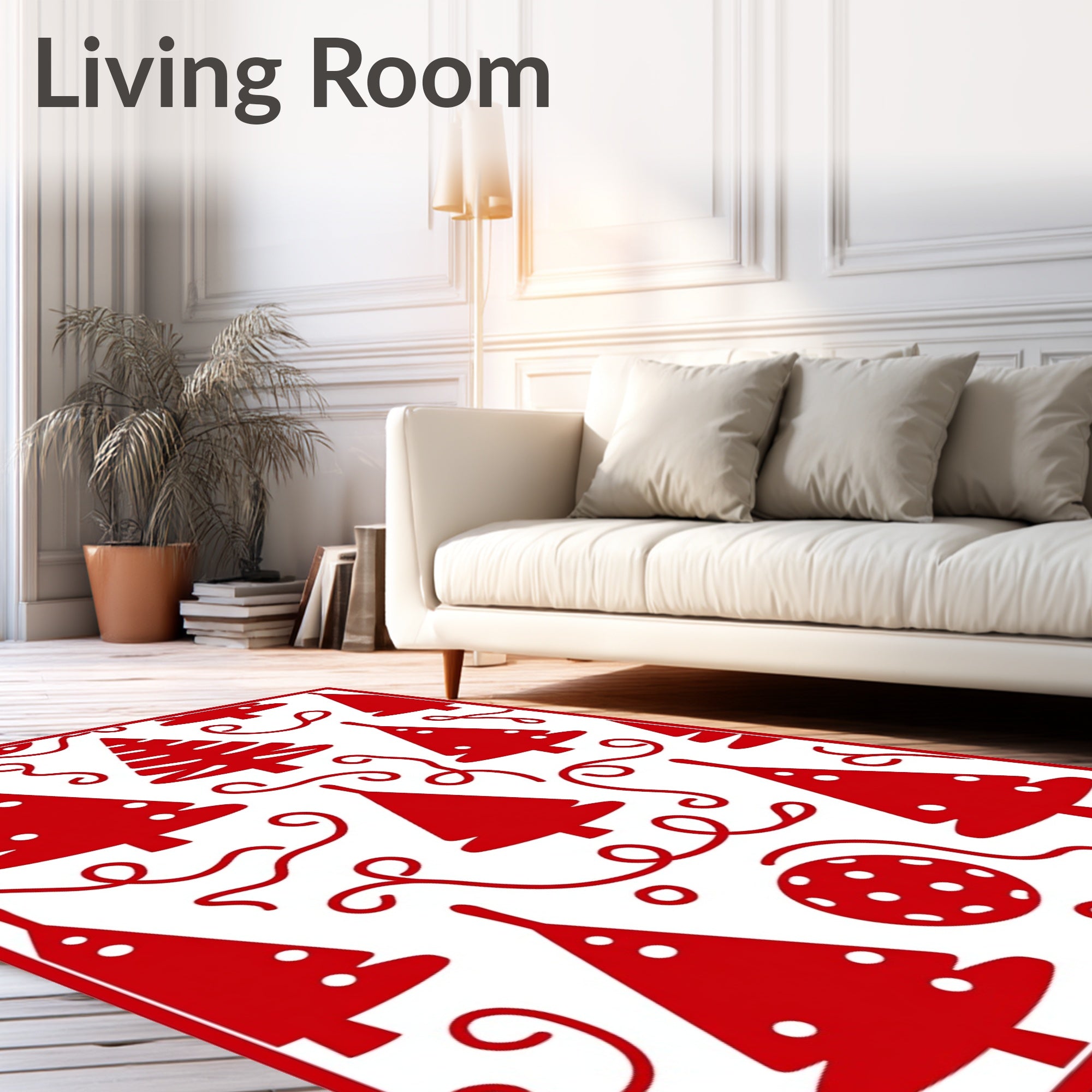 Crimson Christmas Tree Garland Rug