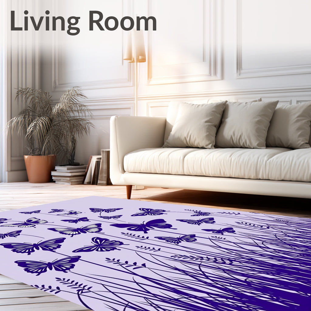 Deep Purple Butterfly Garden Field Rug