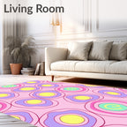 Pink Pastel Abstract Circles Swirl Rug