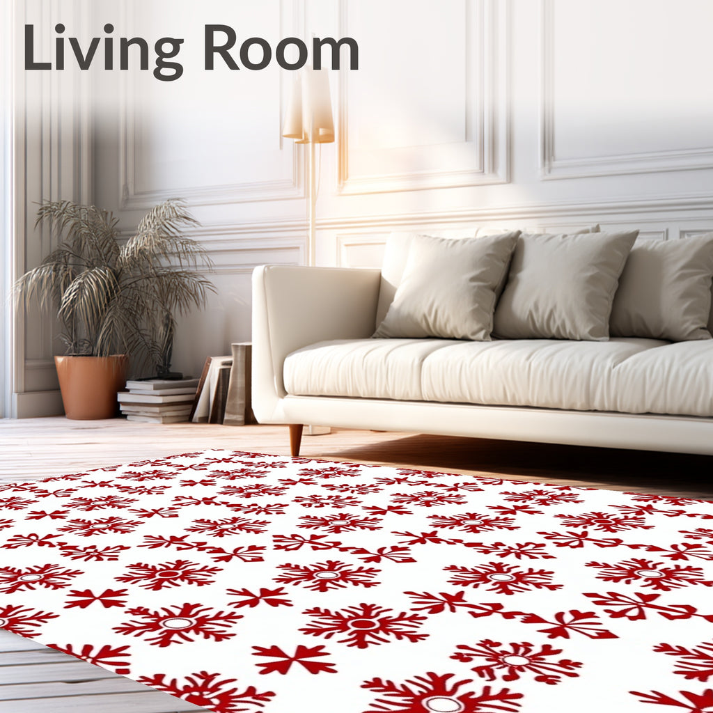 Crimson Snowflake Collection Arrangement Rug