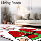 Friendly Red Santa Snowflakes Rug