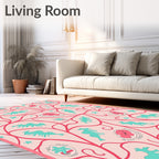 Pink Coral Blue Whimsical Creatures Rug