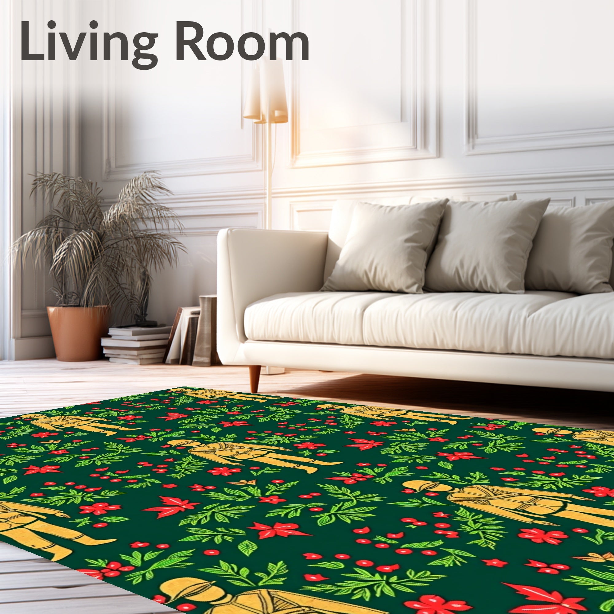 Golden Soldier Red Floral Garland Rug
