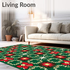 Red Festive Floral Bow Medallion Rug