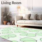 Soft Green Abstract Bean Forms Rug