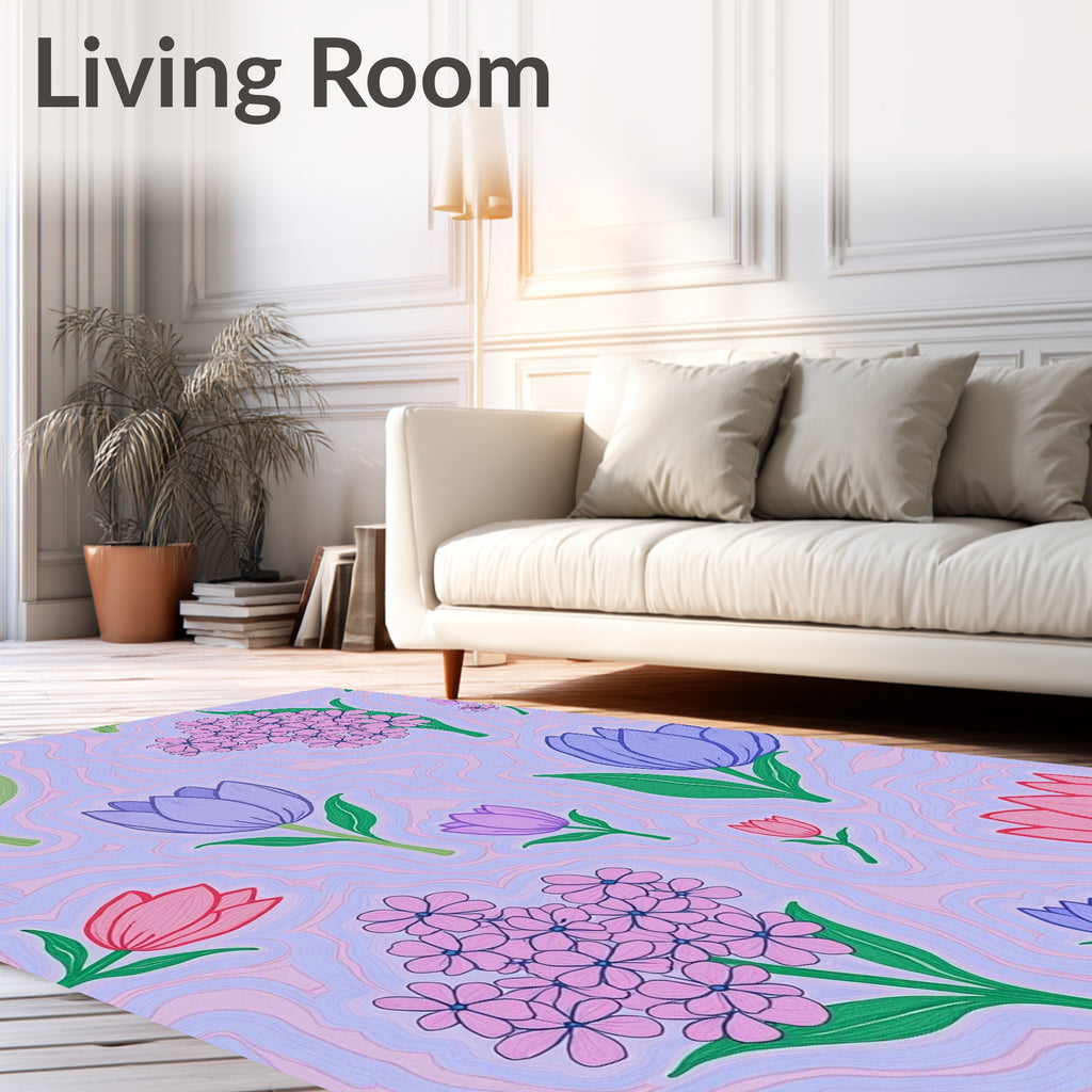 Lavender Lilac Tulip Garden Rug