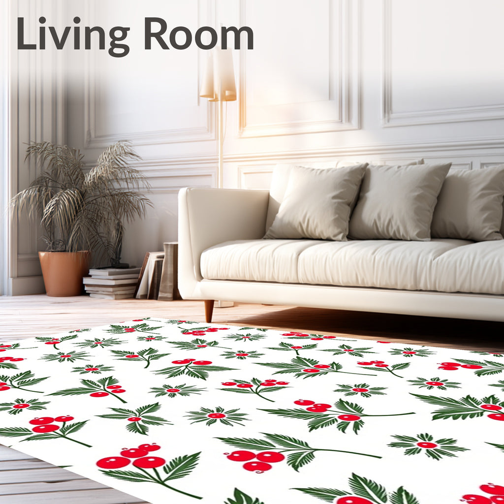 Red Berry Festive Sprig Collage Rug