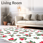 Red Berry Festive Sprig Collage Rug