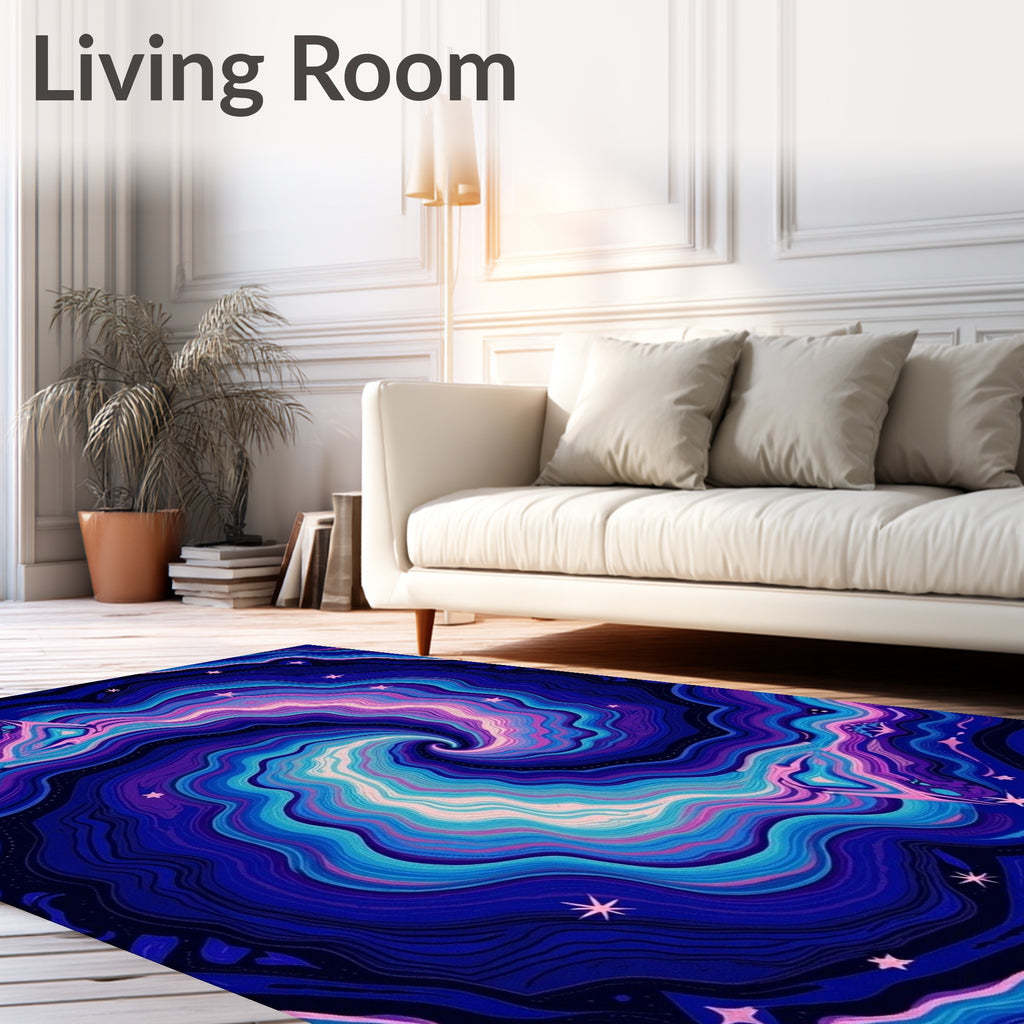 Cosmic Swirl Blue Pink Nebula Rug