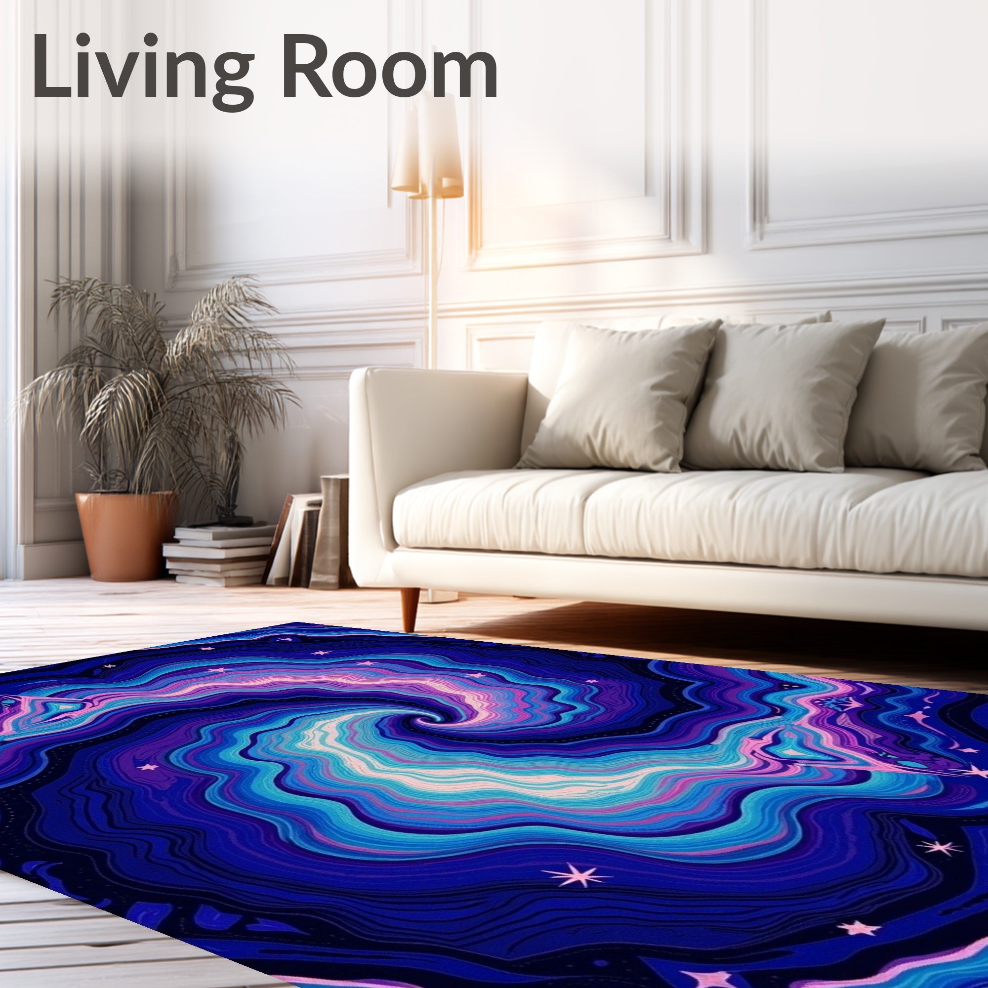 Cosmic Swirl Blue Pink Nebula Rug
