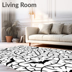 Black Bats Entangled Branches Background Rug