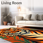 Bold Orange Tiger Majestic Jungle Scene Rug