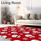 Festive Red Snowman Snowflake Collection Rug