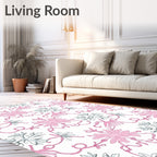Pink Blue Snowflake Swirl Repeat Rug