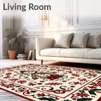 Cheery Snowman Red Festive Border Rug
