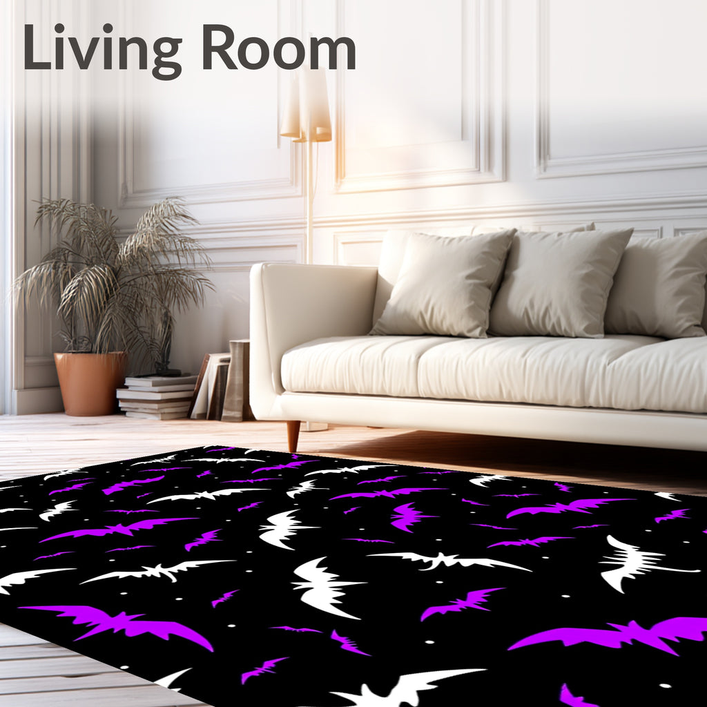 Purple White Bat Cosmic Night Rug