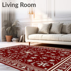 Crimson Snowflake Garden Medallion Rug