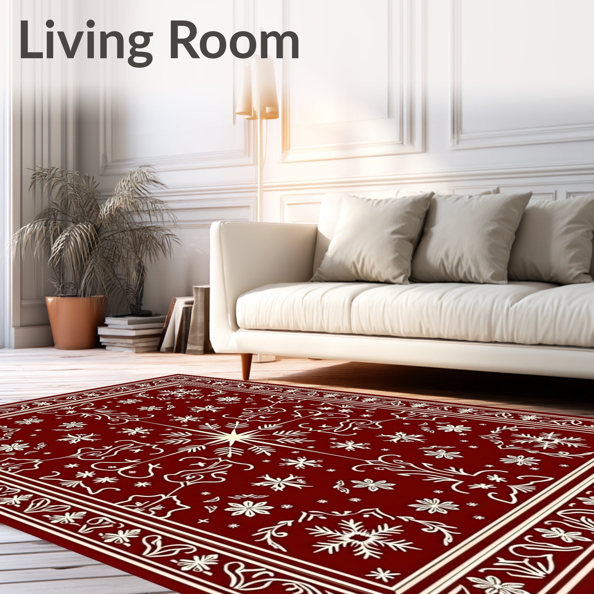 Crimson Snowflake Garden Medallion Rug