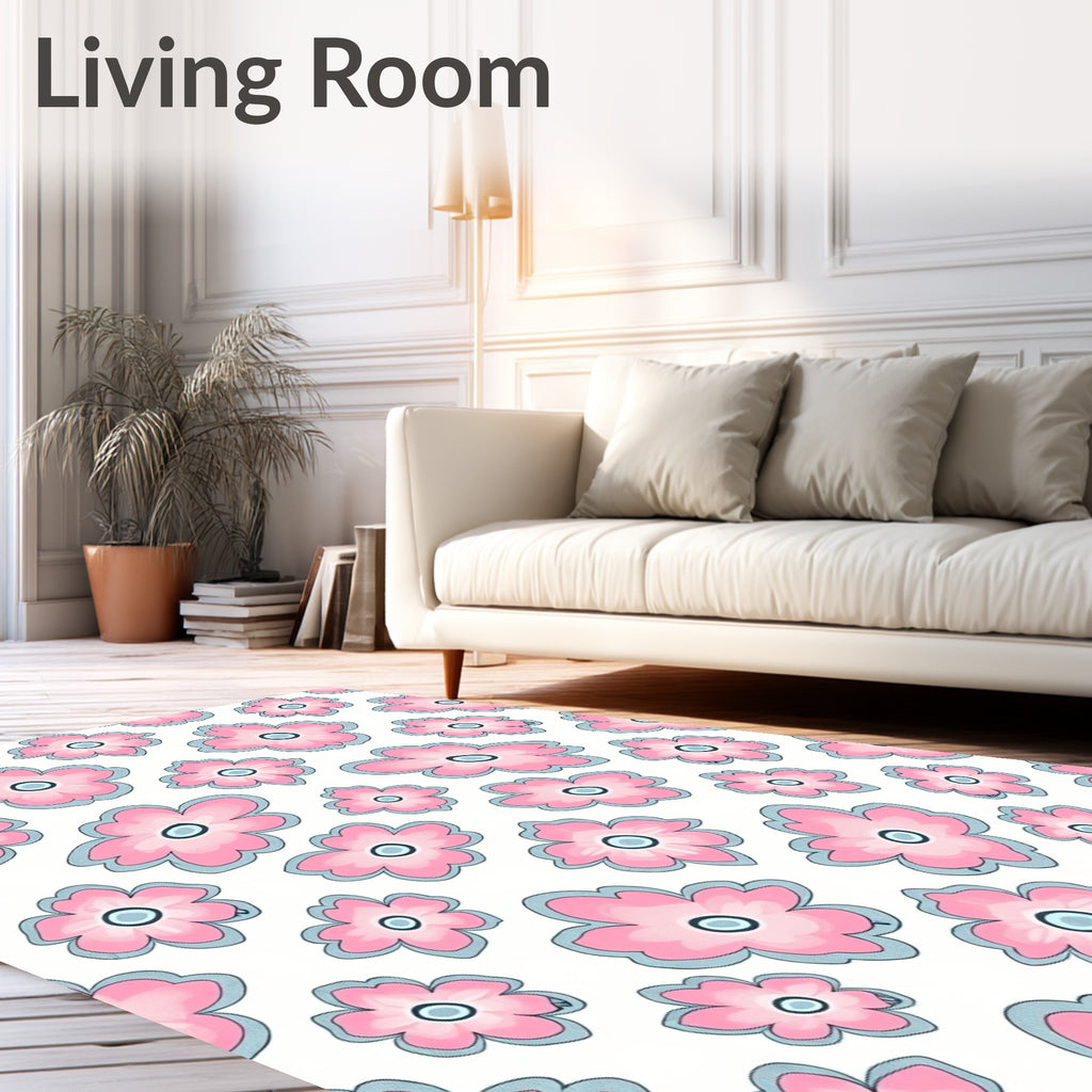 Playful Pink Pastel Floral Bloom Rug