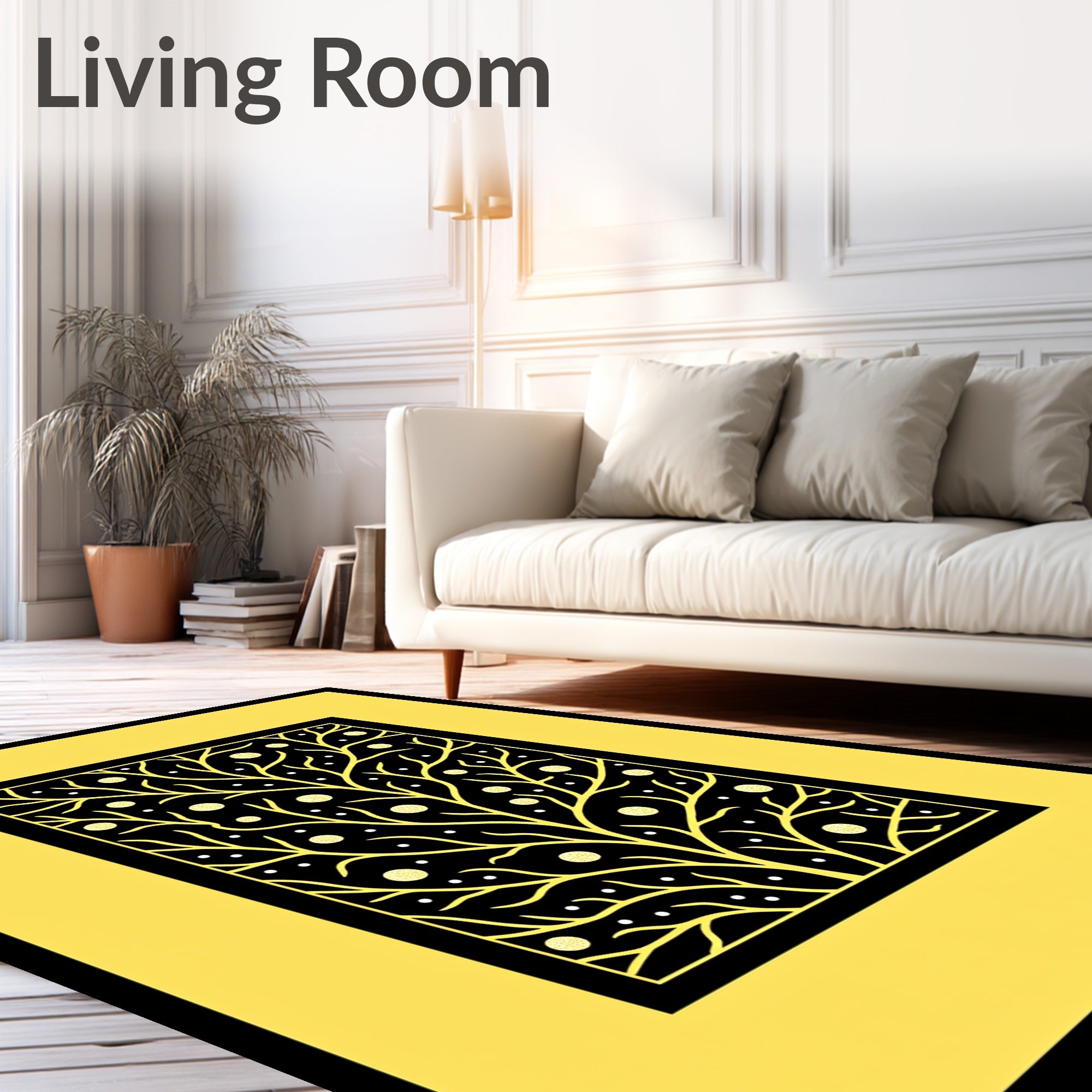 Golden Tree With White Dots Rug