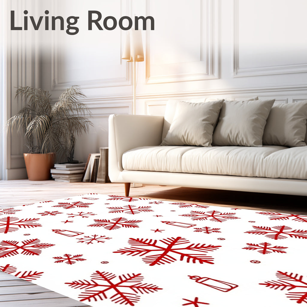 Red Festive Snowflake Scatter Rug