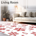Red Festive Snowflake Scatter Rug