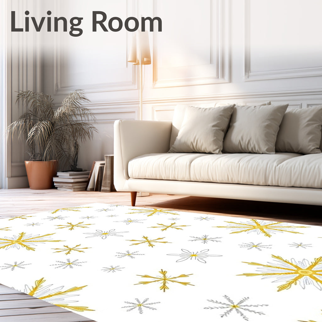 Golden Snowflake Scatter Rug