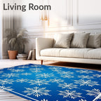 White Snowflake Radiance On Blue Gradient Rug