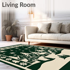 Forest Village Snowfall Starry Night Rug