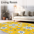 Golden Yellow Snowflake Medallion Rug
