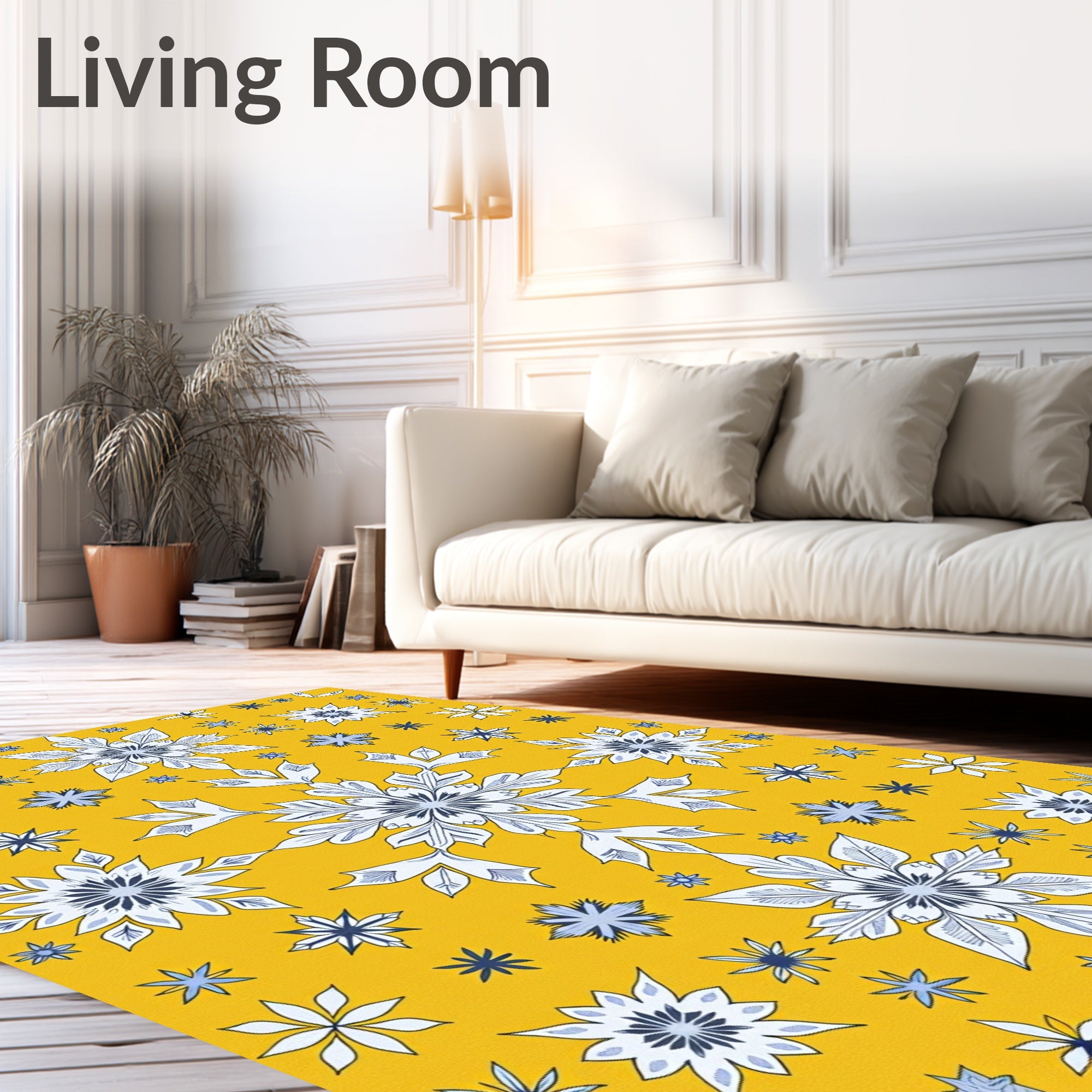 Golden Yellow Snowflake Medallion Rug