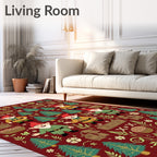 Whimsical Gnome Forest Red Rug