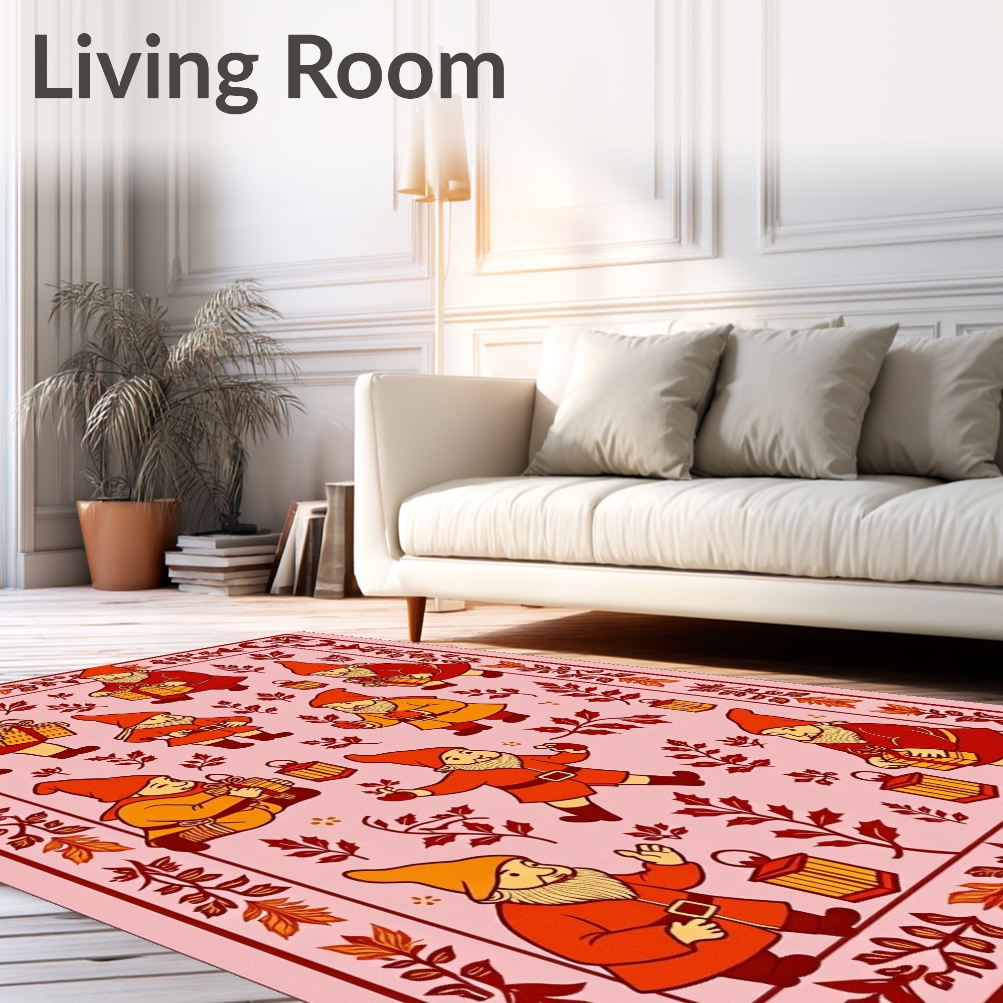 Whimsical Gnomes Autumn Gifts Pink Rug